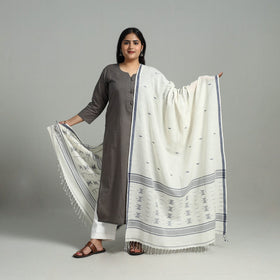 White - handloom cotton burdwan jamdani dupatta 15