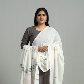Buy White Handloom Cotton Burdwan Jamdani Dupatta Online