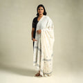 White Handloom Cotton Burdwan Jamdani Dupatta