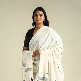 White Handloom Cotton Burdwan Jamdani Dupatta