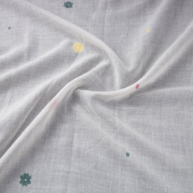 White Handloom Cotton Burdwan Jamdani Fabric 
