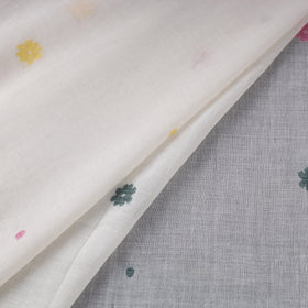 White Handloom Cotton Burdwan Jamdani Fabric 