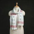 Handloom cotton burdwan jamdani stole with tassels 05
