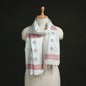 Handloom cotton burdwan jamdani stole with tassels 05