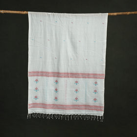 Handloom cotton burdwan jamdani stole with tassels 05