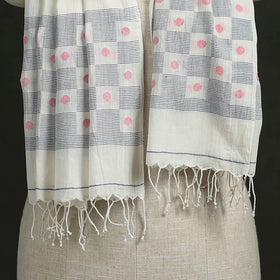 Handloom cotton burdwan jamdani stole with tassels 17
