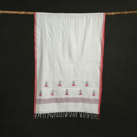 Handloom cotton burdwan jamdani stole with tassels 38