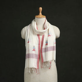 Handloom cotton burdwan jamdani stole with tassels 38