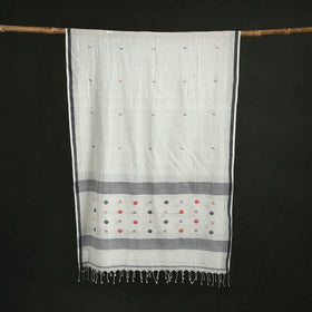 Handloom cotton burdwan jamdani stole with tassels 41