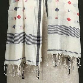 Handloom cotton burdwan jamdani stole with tassels 41