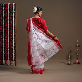 White - handloom cotton phulia jamdani saree 01