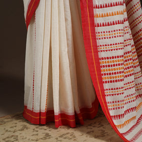 White - handloom cotton phulia jamdani saree 02