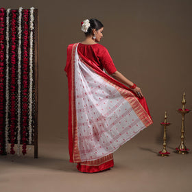 White - handloom cotton phulia jamdani saree 02