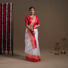 White - handloom cotton phulia jamdani saree 02