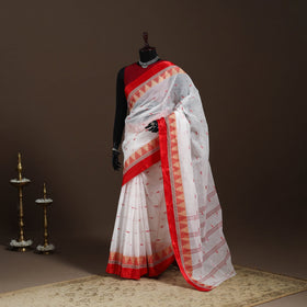 White - handloom cotton phulia jamdani saree 03