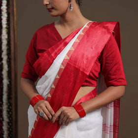 White - handloom cotton phulia jamdani saree 04