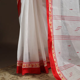 White - handloom cotton phulia jamdani saree 04