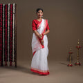  White Handloom Cotton Phulia Jamdani Saree
