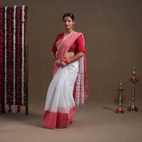 Buy White Handloom Cotton Phulia Jamdani Saree