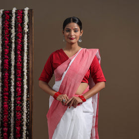 Buy White Handloom Cotton Phulia Jamdani Saree