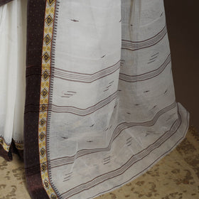 White Handloom Cotton Phulia Jamdani Saree