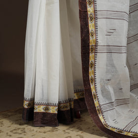 White Handloom Cotton Phulia Jamdani Saree