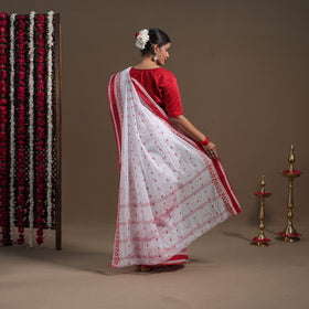 White - handloom cotton phulia jamdani saree 08