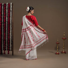 Buy White Handloom Cotton Phulia Jamdani Saree