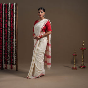 White - handloom cotton phulia jamdani saree 13