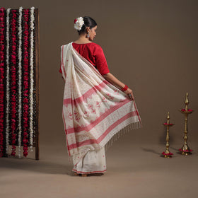 White - handloom cotton phulia jamdani saree 13