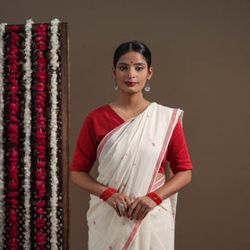 White - handloom cotton phulia jamdani saree 13