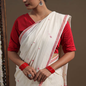 White - handloom cotton phulia jamdani saree 13