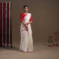 White - handloom cotton phulia jamdani saree 14