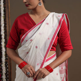  White Handloom Cotton Phulia Jamdani Saree