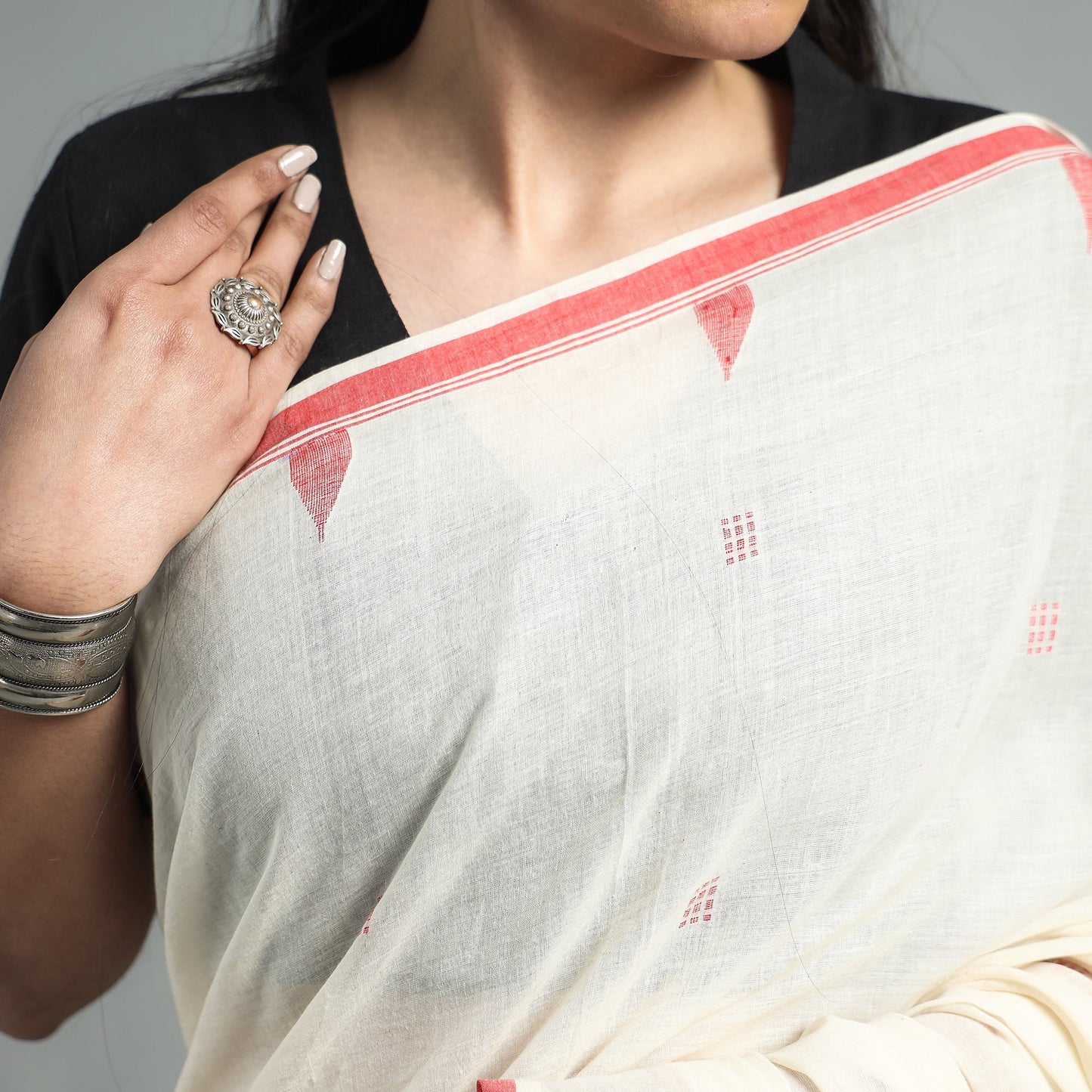  Handloom Cotton Phulia Jamdani Saree