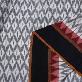  White Handloom Cotton Pochampally Double Ikat Fabric