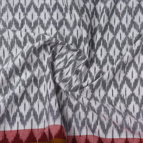  White Handloom Cotton Pochampally Double Ikat Fabric