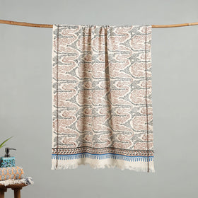 Off white - handloom cotton sanganeri towel 20 - handcrafted