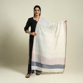 Buy White Handloom Cotton Srikakulam Jamdani Dupatta