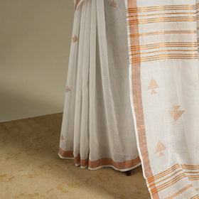 White - handloom cotton zari buti phulia jamdani saree 11