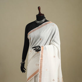 White - handloom cotton zari buti phulia jamdani saree 11