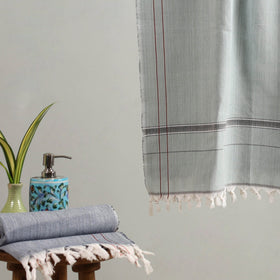 White Handloom Fine Cotton Plain Bath Towel