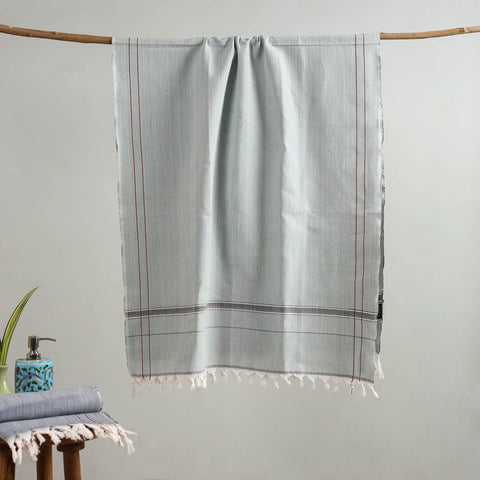 White Handloom Fine Cotton Plain Bath Towel