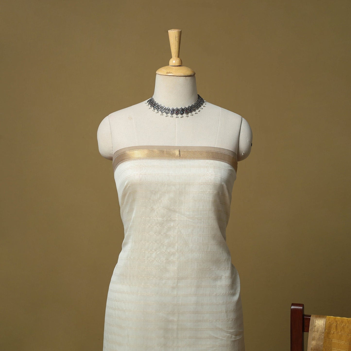 Handloom maheshwari silk zari work 2pc unstitched dress