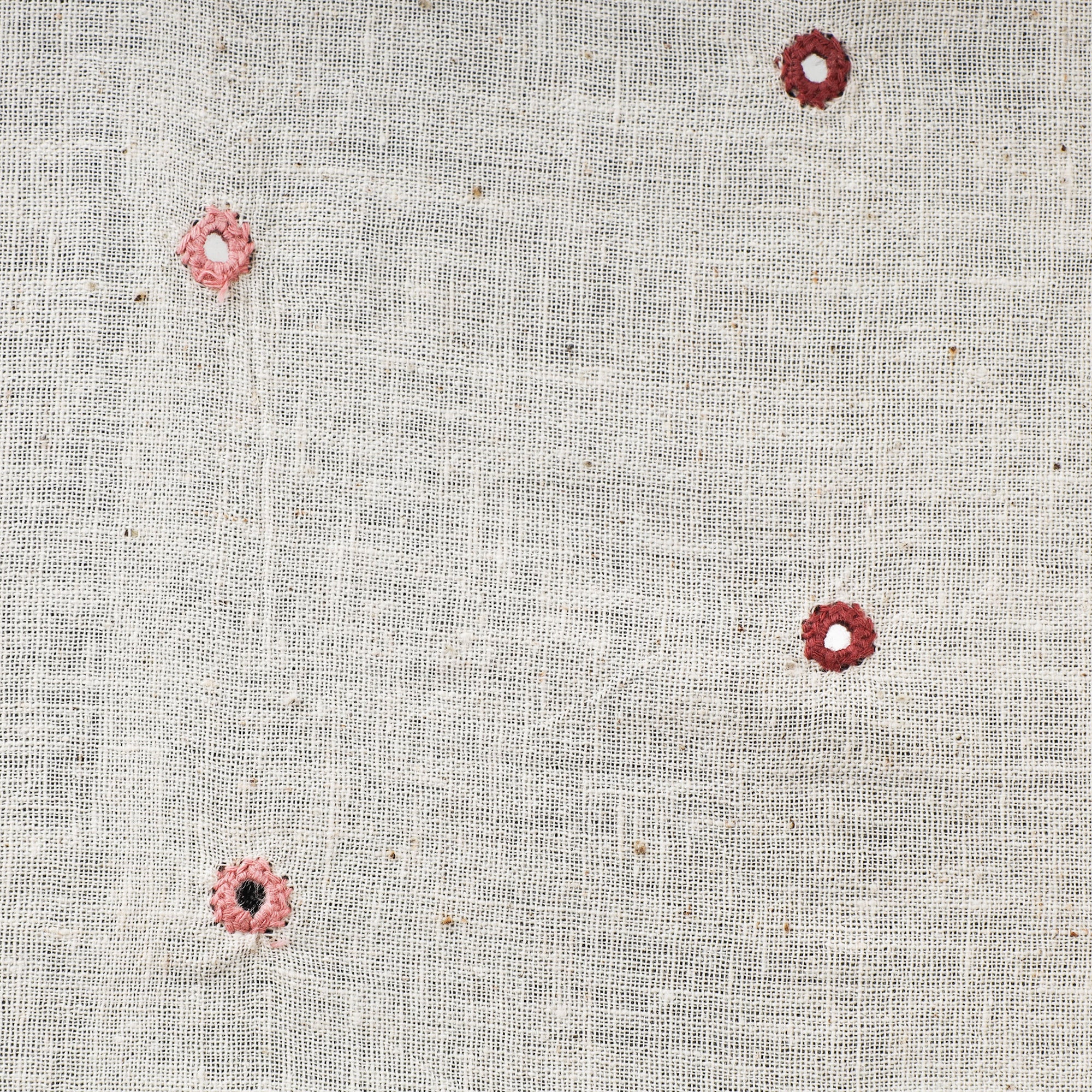  White Handloom Mirror Work Organic Kala Cotton Fabric