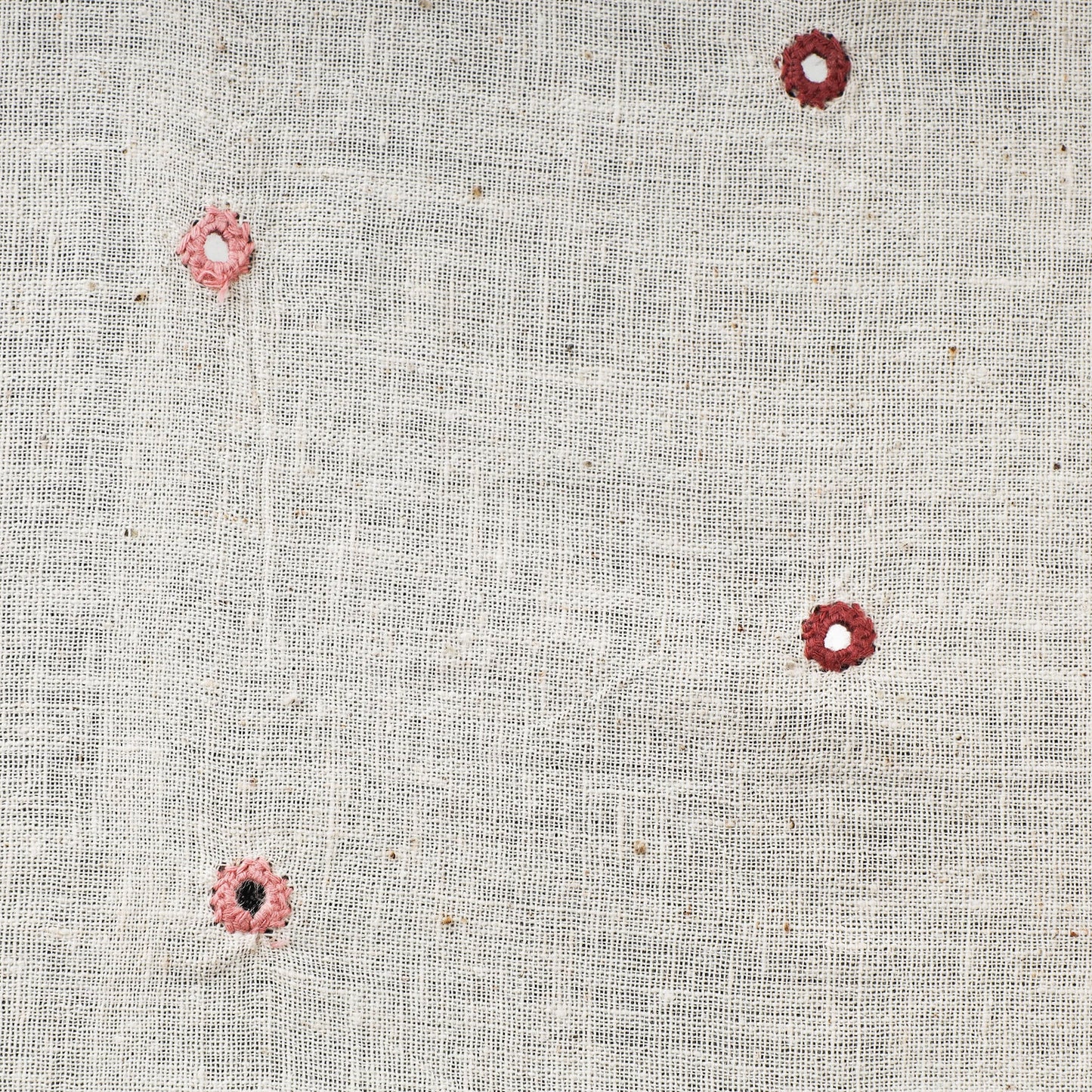  White Handloom Mirror Work Organic Kala Cotton Fabric