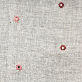  White Handloom Mirror Work Organic Kala Cotton Fabric