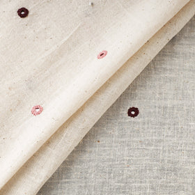  White Handloom Mirror Work Organic Kala Cotton Fabric