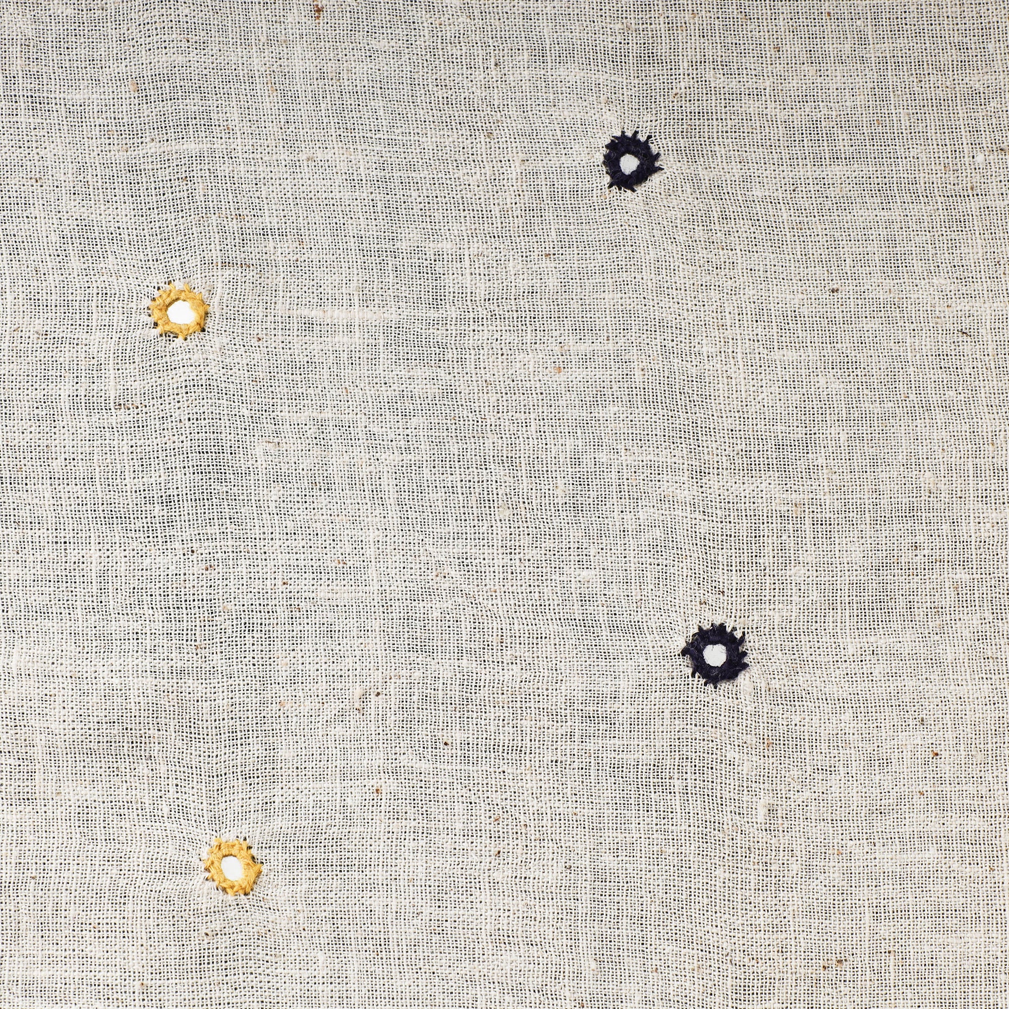  White Handloom Mirror Work Organic Kala Cotton Fabric