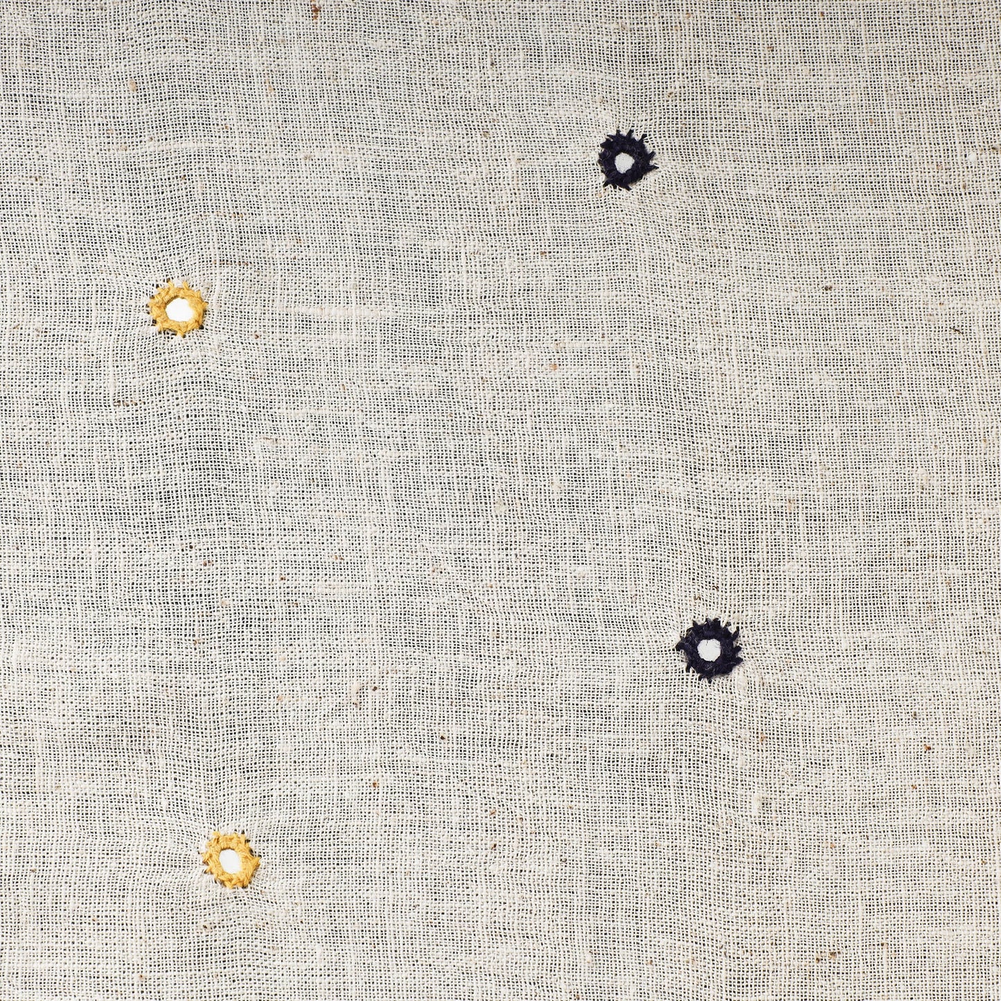  White Handloom Mirror Work Organic Kala Cotton Fabric